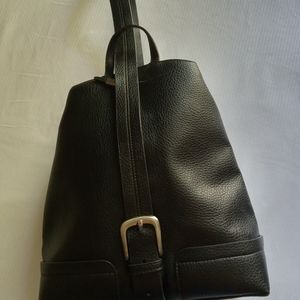 Black Faux Leather Backpack Purse